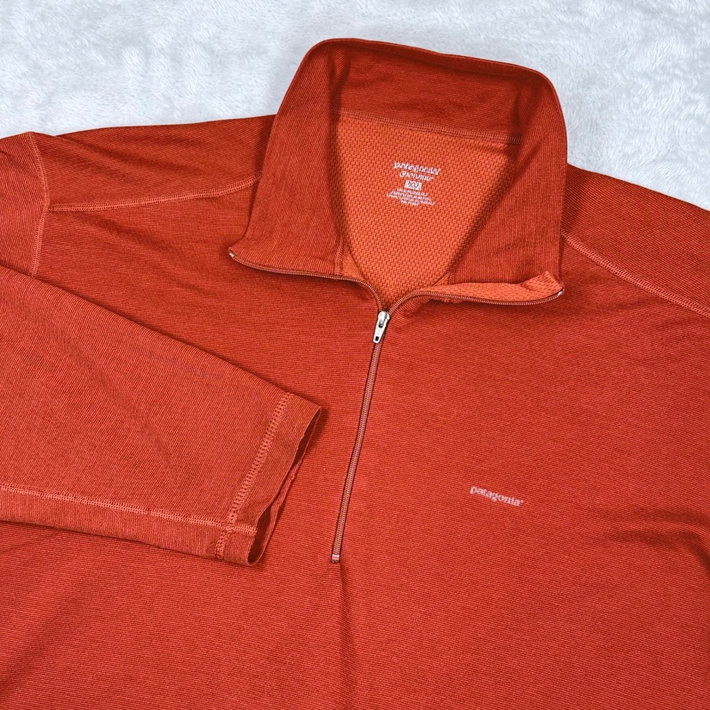 Patagonia Capilene Midweight 1/4 Zip Base Layer Mens XL Orange Long Sleeve 44263